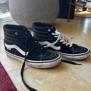 Vans Black and White High-Top Sneakers with Suede Canvas Upper